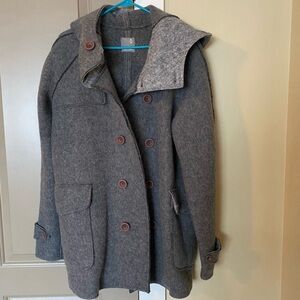 Swiss Chriss Men’s Gray Boiled Wool Hooded Coat IT 52 or L